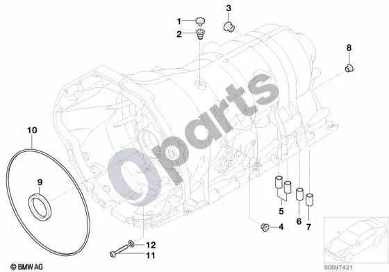 BMW 7 E65 E66 GA6HP32Z korpusas su tvirtinimo detalėmis – schema
