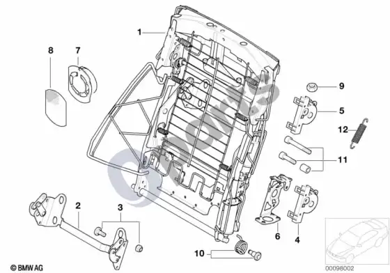 BMW 7 E65 E66 galinė sėdynė, elektrinė, atlošas – schema