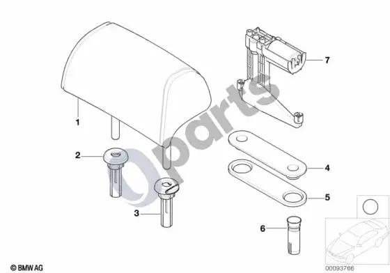 BMW 7 E65 E66 galinės sėdynės galvos atrama – schema
