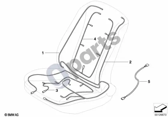 BMW 7 E65 E66 galinės sėdynės laidų komplektas – schema