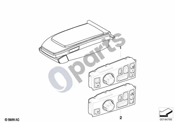 BMW 7 E65 E66 galinės sėdynės reguliavimo jungiklis – schema