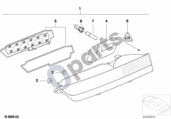BMW 7 E65 E66 galinis žibintas bagažinės dangtyje; ... - 2005.03 – schema