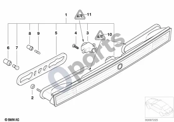 BMW 7 E65 E66 galinis žibintas bagažinės dangtyje, centrinis; ... - 2005.03 – schema