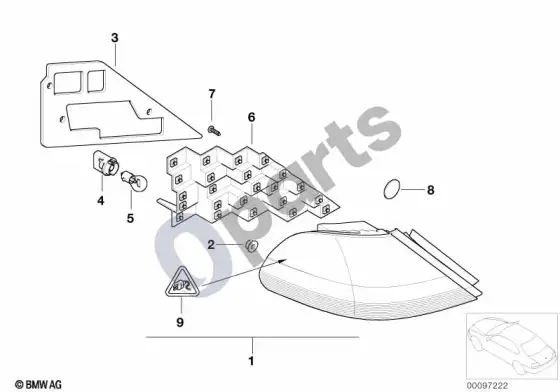 BMW 7 E65 E66 galinis žibintas šoniniame skydelyje; ... - 2005.03 – schema