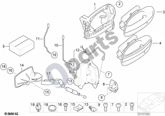 BMW 7 E65 E66 galinių durų valdymas/durų spyna – schema