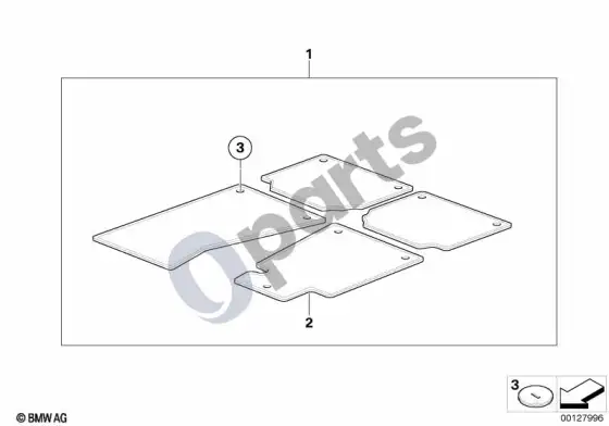 BMW 7 E65 E66 grindų kilimėliai velūriniai – schema