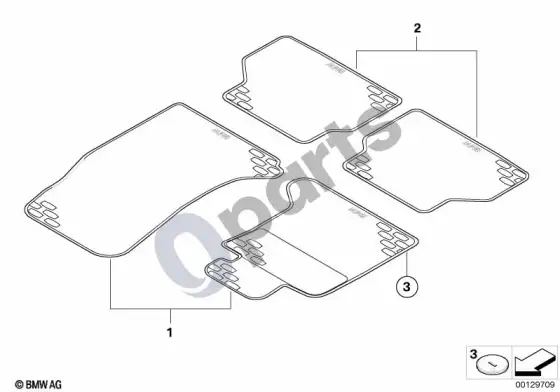 BMW 7 E65 E66 guminis kilimėlis – schema