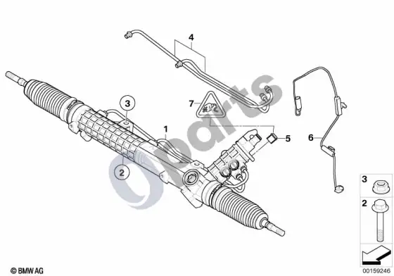BMW 7 E65 E66 hidraulinė vairo pavara – schema