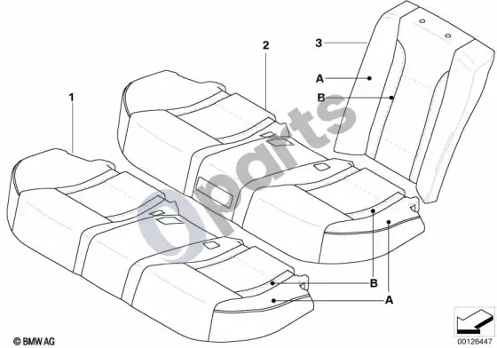 BMW 7 E65 E66 individual bazinės sėdynės apmušalas, galinis U7; 2002.09 - ... – schema