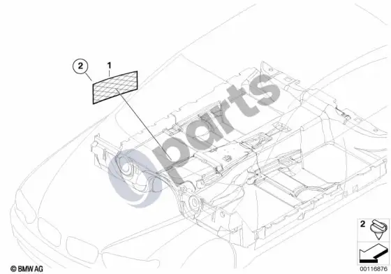 BMW 7 E65 E66 individual daiktų tinklelis, kojų erdvė – schema