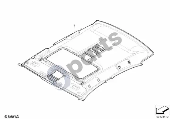 BMW 7 E65 E66 individual formuotas lubų apmušalas, alcantara; 2002.09 - ... – schema