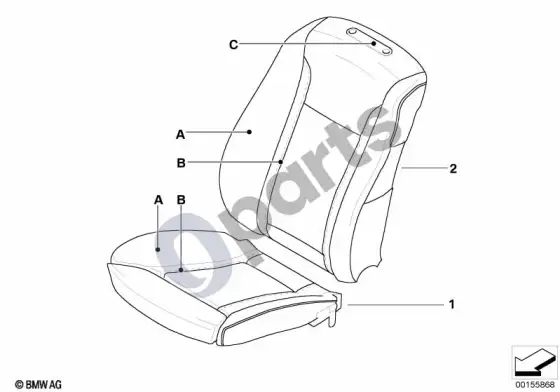 BMW 7 E65 E66 individual komforto sėdynės apmušalas, oda; 2002.09 - ... – schema