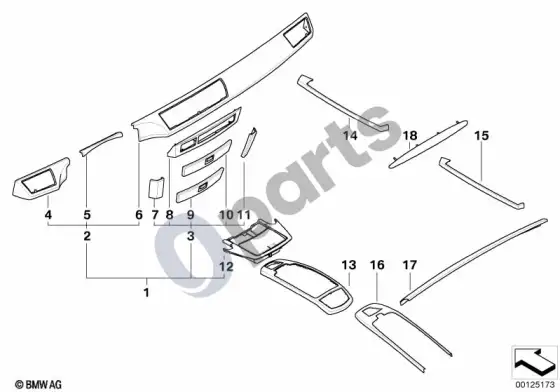 BMW 7 E65 E66 individual natūrali tuopos mediena; 2002.09 - ... – schema