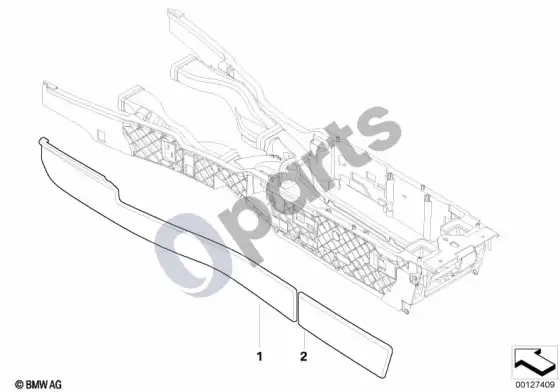 BMW 7 E65 E66 individuali centrinės konsolės apdailos plokštė; 2002.10 - ... – schema