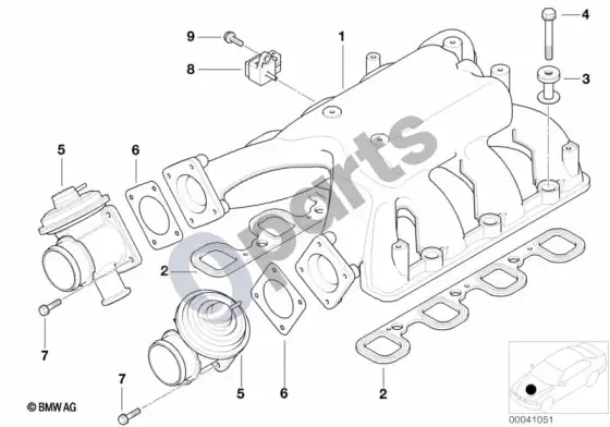 BMW 7 E65 E66 įsiurbimo kolektoriaus sistema, EGR – schema