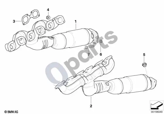 BMW 7 E65 E66 išmetimo kolektorius su katalizatoriumi; 2006.09 - ... – schema