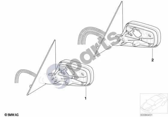 BMW 7 E65 E66 išorinis veidrodėlis – schema