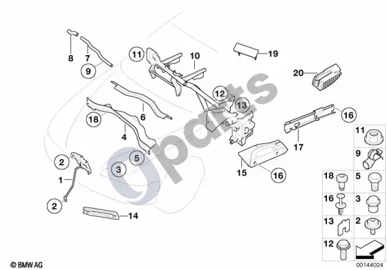 BMW 7 E65 E66 įvairios kėbulo dalys – schema