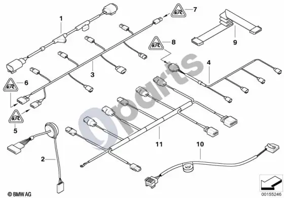 BMW 7 E65 E66 įvairūs papildomi laidų komplektai – schema