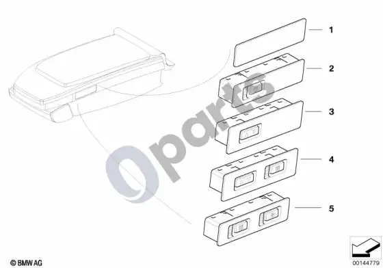 BMW 7 E65 E66 jungiklis, papildomos sėdynės funkcijos, galinis – schema