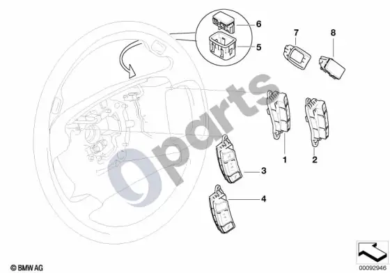 BMW 7 E65 E66 jungiklis, vairas – schema