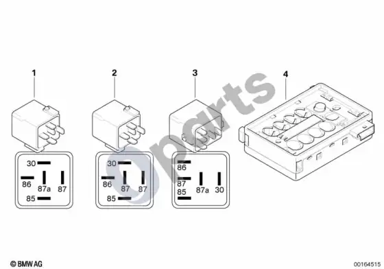 BMW 7 E65 E66 jutikliai ir relės – schema