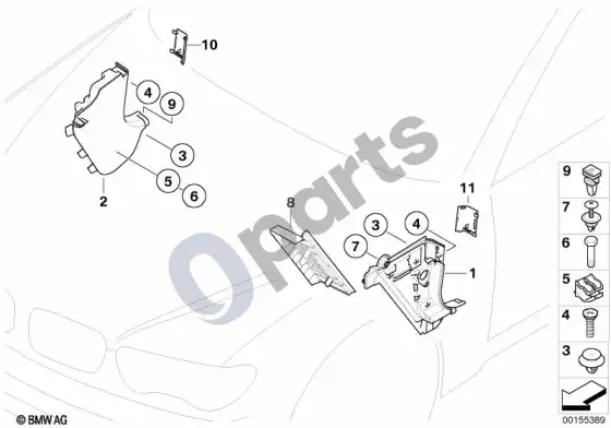 BMW 7 E65 E66 kojų erdvės apdailos plokštė – schema