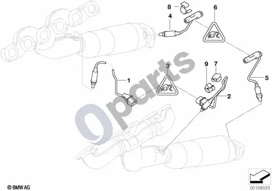 BMW 7 E65 E66 lambda zondo tvirtinimo detalės; 2005.03 - ... – schema