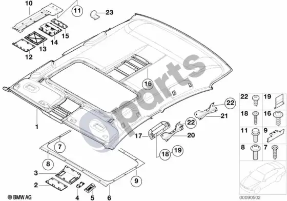 BMW 7 E65 E66 lubų apmušalas / rankena; ... - 2005.03 – schema