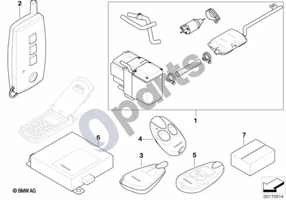BMW 7 E65 E66 montavimo komplektas, autonominis šildytuvas – schema