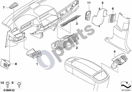 BMW 7 E65 E66 oro išleidimo anga – schema