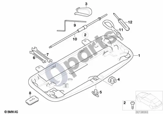 BMW 7 E65 E66 papildomas įrankių komplektas – schema
