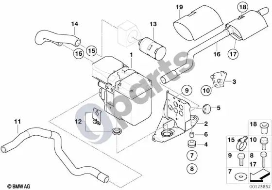 BMW 7 E65 E66 papildomas šildytuvas – schema