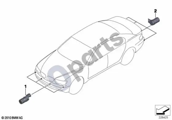 BMW 7 E65 E66 parkavimo atstumo kontrolė – schema