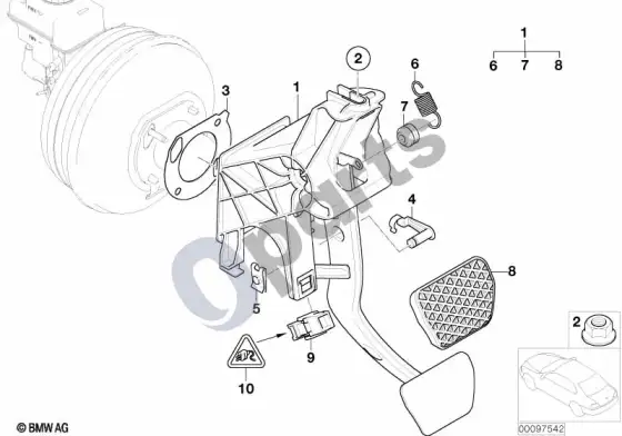 BMW 7 E65 E66 pedalų mazgas – schema
