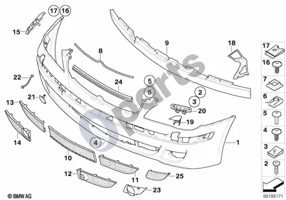 BMW 7 E65 E66 priekinė apdailos plokštė – schema