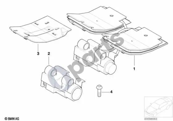 BMW 7 E65 E66 priekinė sėdynė, aktyvi sėdynė, atskiros dalys – schema