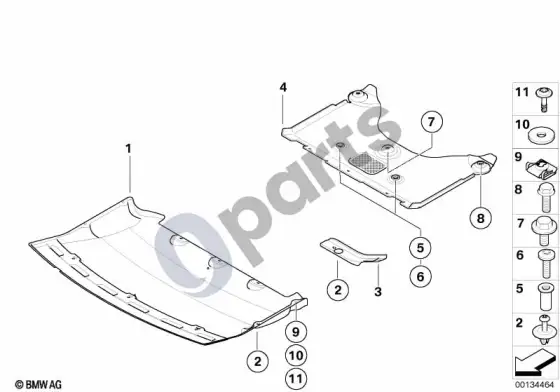 BMW 7 E65 E66 priekinio agregato apsauginė plokštė; ... - 2005.03 – schema