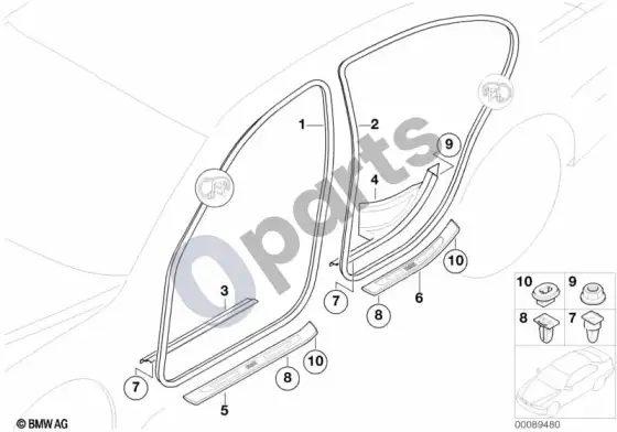 BMW 7 E65 E66 slenksčio apdaila / apdaila, įlipimas; ... - 2005.03 – schema