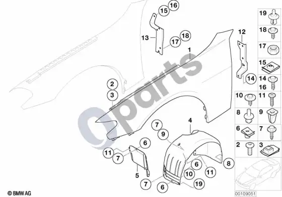 BMW 7 E65 E66 šoninė apdaila, priekinė – schema