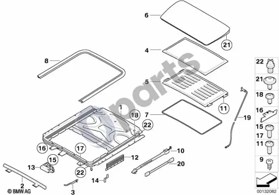 BMW 7 E65 E66 stogo liukas pakeliamas ir stumiamas atgal – schema