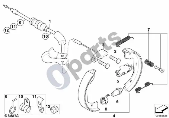 BMW 7 E65 E66 stovėjimo stabdys / stabdžių kaladėlės – schema