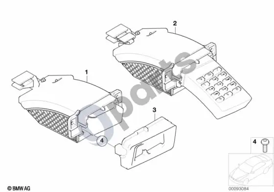 BMW 7 E65 E66 telefono plokštė / stalčius – schema