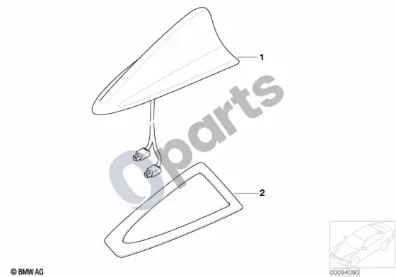 BMW 7 E65 E66 telefono stogo antenos atskiros dalys; ... - 2003.03 – schema