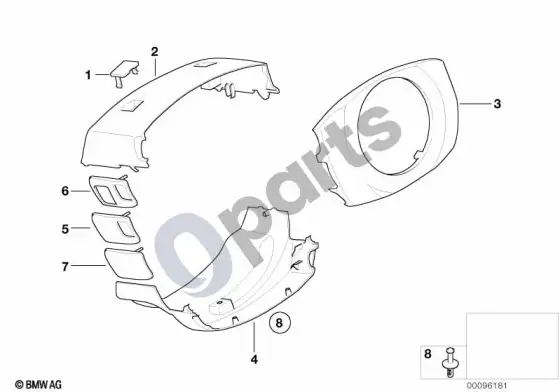 BMW 7 E65 E66 vairo kolonėlės apdaila – schema