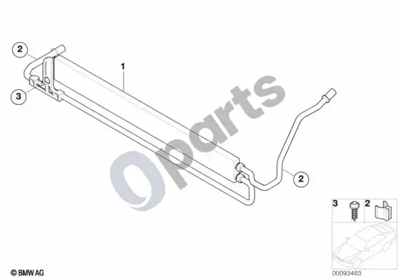 BMW 7 E65 E66 vairo stiprintuvo aušintuvas – schema