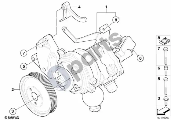 BMW 7 E65 E66 vairo stiprintuvo siurblys / dynamic drive – schema