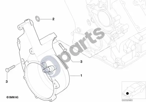 BMW 7 E65 E66 variklio blokas, generatoriaus laikiklis – schema