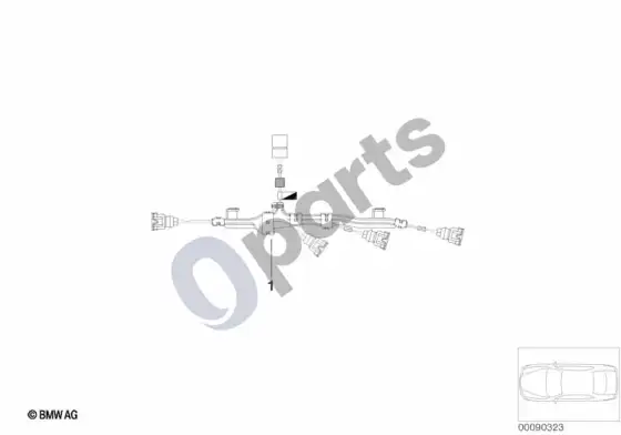 BMW 7 E65 E66 variklio laidų pynė, purkštukai – schema