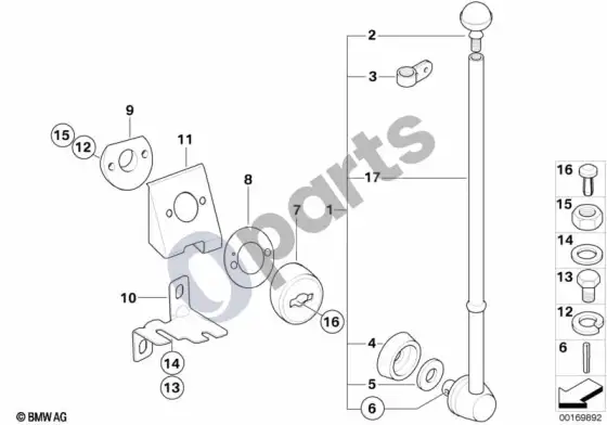 BMW 7 E65 E66 vėliavėlės laikiklis – schema